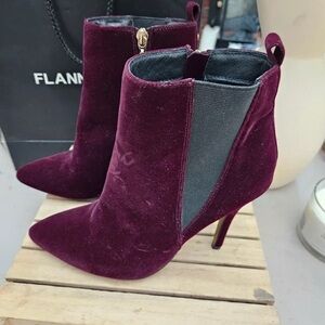 Ravel Burgundy Velvet Heeled Boots